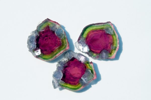 Watermelon Tourmaline Crystal Slices Trio 18.78ct